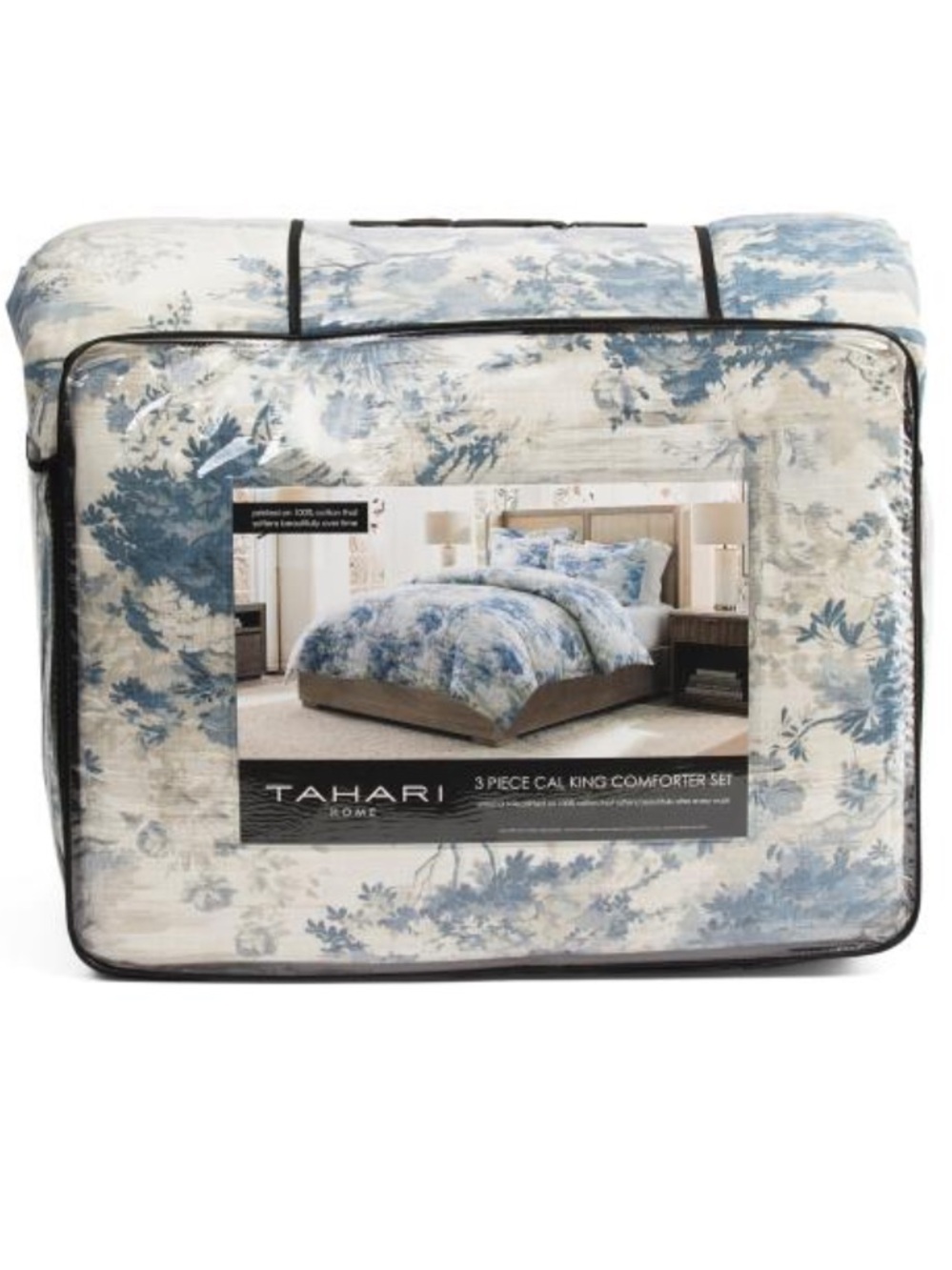 TAHARI 3pc cotton percale comforter set